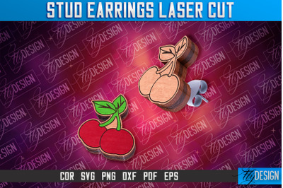 Cherry Stud Earrings Laser Cut | Accessories Laser Cut