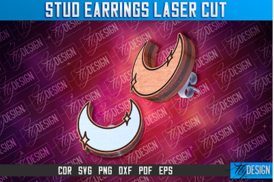 Moon Stud Earrings Laser Cut | Accessories Laser Cut