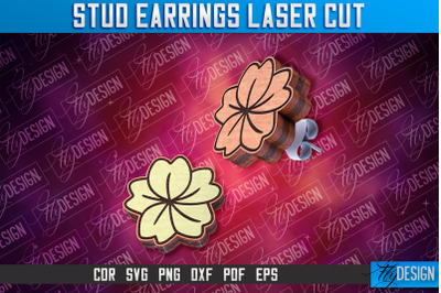 Flower Stud Earrings Laser Cut | Accessories Laser Cut SVG Design