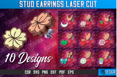 Stud Earrings Laser Cut | Accessories Laser Cut SVG Design | CNC Files