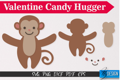 Monkey Valentine Candy Hugger SVG | Candy Hugger SVG | Animals SVG