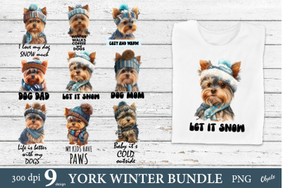 Winter Yorkshire Terrier PNG Bundle. Cute Winter Dog Quotes