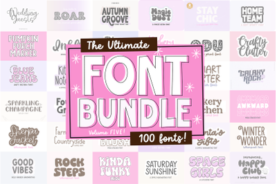 New - 100 Fonts! Ultimate Font Bundle V5
