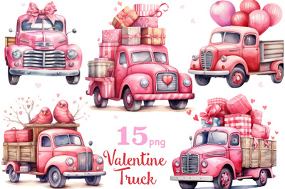 Pink Valentine Truck Clipart | Love Clipart Bundle