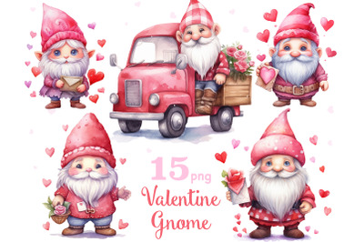 Valentine Gnome Clipart | Valentine Digital Download Bundle