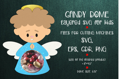 Angel Boy Candy Dome | Christmas Candy Dome | Christmas Ornament | Paper Craft Template | Sucker Holder SVG