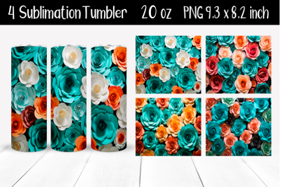 Set Flowers Sublimation Tumbler Wrap 20 OZ