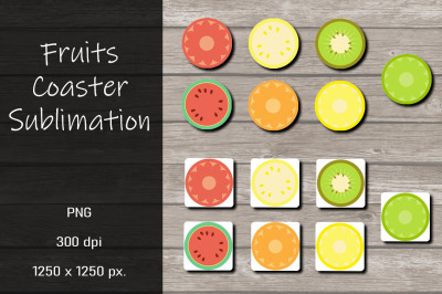 Fruits Coaster Sublimation Design Bundle