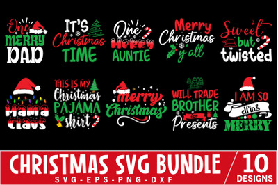 Merry Christmas SVG T-Shirt Bundle , Christmas Holidays Shirt
