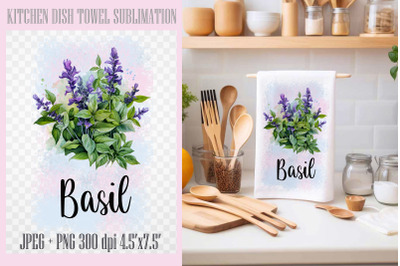Basil PNG| Kitchen Dish Towel Sublimation