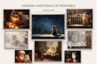 Vintage Cat Christmas Printable Bundle