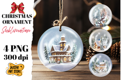 Christmas ornament sublimation. Christmas house 4 design PNG