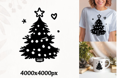 Festive Dog and Tree Design