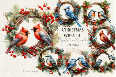 Christmas Wreath with Birds