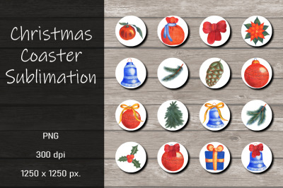 Christmas Coaster Sublimation Design Bundle