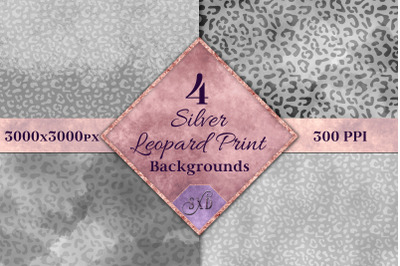 Silver Leopard Print Backgrounds - 4 Textures