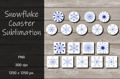 Snowflake Coasters Sublimation Design Bundle