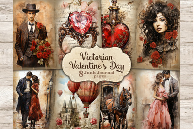 Valentines Day Junk Journal Pages | Vintage Collage Sheet