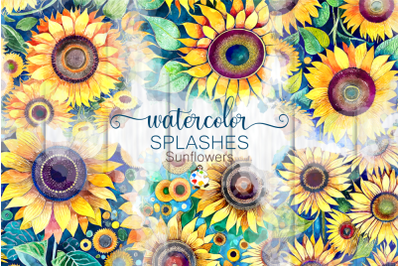 Sunflower Splashes - Watercolor Floral Elements