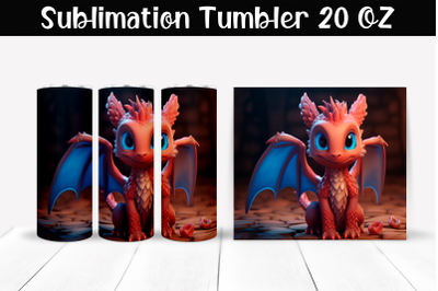 3D dragon Sublimation Tumbler Wrap 20 oz