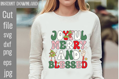 Joyful Merry And Blessed SVG cut file,Christmas Retro Designs Christma