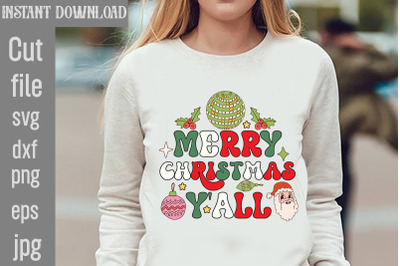 Merry Christmas Y&#039;all SVG cut file,Christmas Retro Designs Christmas S