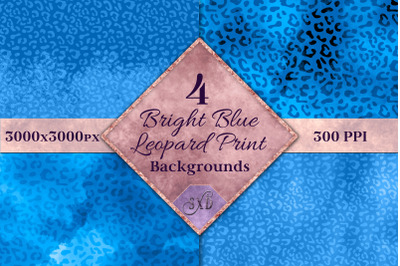 Bright Blue Leopard Print Backgrounds - 4 Textures