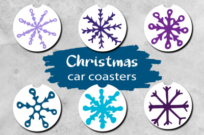 Snowflakes Car Coaster Sublimation Designs