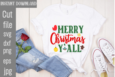 Merry Christmas Y&amp;&23;039;all SVG cut file&2C;Christmas SVG Design&2C; Christmas Tre