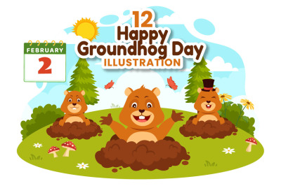 12 Happy Groundhog Day Illustration