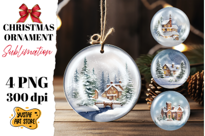 Christmas ornament sublimation. Christmas house 4 design PNG