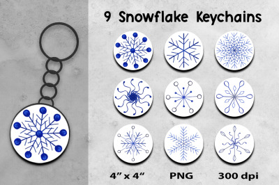 Snowflakes Keychain Sublimation PNG Designs