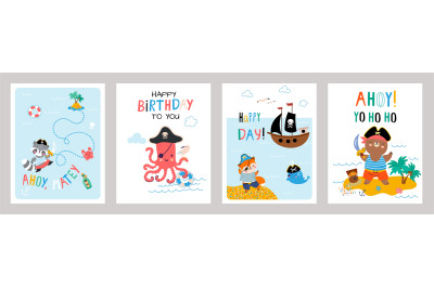 Birthday cards pirates&2C; invitation marine pirate. Boy kids decorative