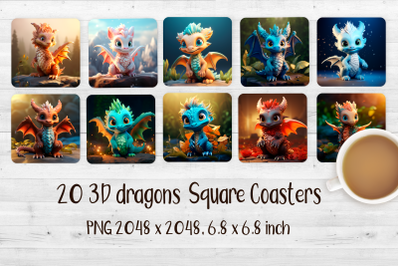 20 3D dragons Square Sublimation