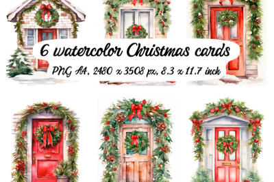 6 Watercolor Christmas posters\cards