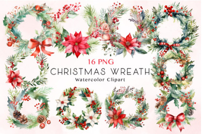 Christmas Holiday Wreath Clipart Bundle