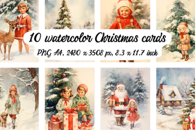 10 Watercolor Christmas posters\cards