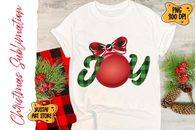 Christmas &amp;quot;Joy&amp;quot; buffalo plaid design with Christmas Ball