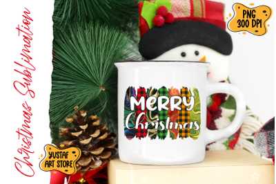 Merry Christmas brushstrokes sublimation design