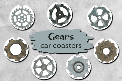 Gears Car Coaster Sublimation Designs