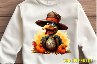 Turkey in Hat Festive Graphic