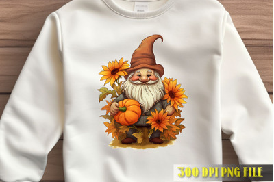 Garden Gnome with Pumpkins