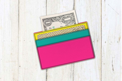 ITH Tri-Pocket Card Holder Wallet | Applique Embroidery