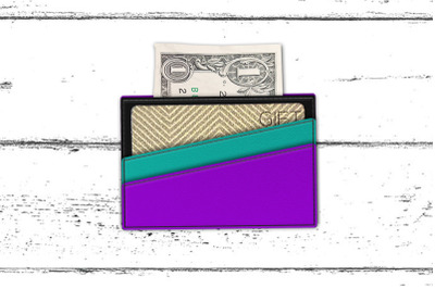 ITH Slanted Pocket Card Holder Wallet | Applique Embroidery