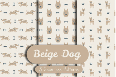 Beige Dog Seamless Patterns