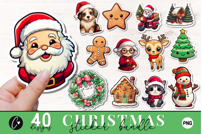 Cute Christmas Stickers PNG Bundle