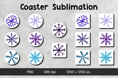 Snowflake Coaster Sublimation Design Bundle