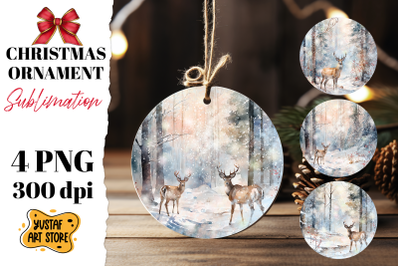 Christmas ornament sublimation. Christmas deer 4 design PNG