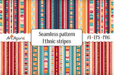 Super colorful stripes. Seamless pattern in ethnic style