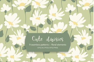 Cute Daisies. Seamless patterns